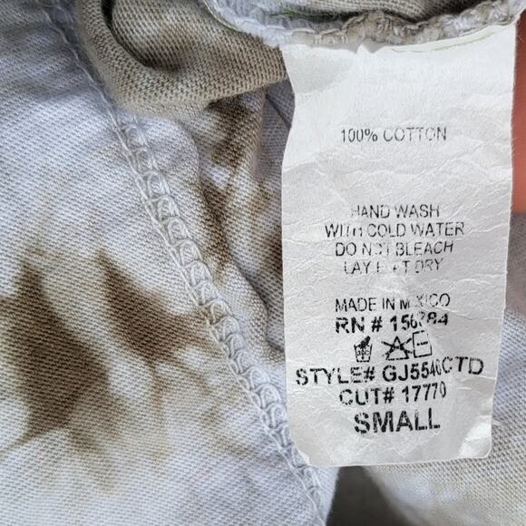 Vintage Gyft Oversized T Shirt Womens S White Olive Green Tie Dye Boho Retro Y2K - Picture 6 of 8